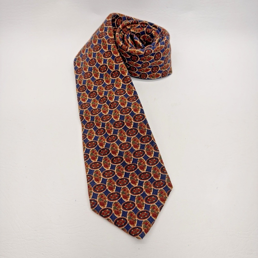 Britches Great Outdoors Tie Mens OS Blue Red Wool Geometric Medallion Academia